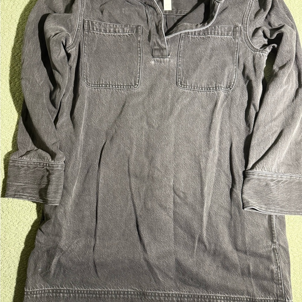 Madewell NWT Popover Mini Dress: Airy Denim Edition Faded Black Medium - Picture 4 of 7